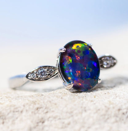 'Marina' Triplet Opal Ring Silver