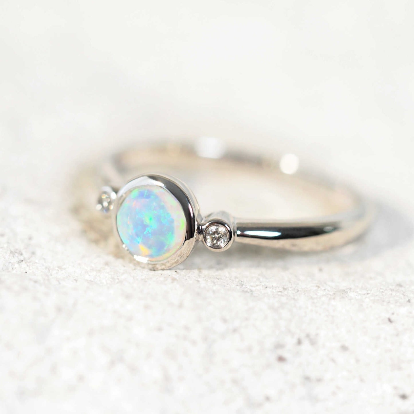 'Mariselle' Crystal Opal Ring 14ct White Gold