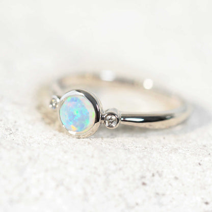 'Mariselle' Crystal Opal Ring 14ct White Gold
