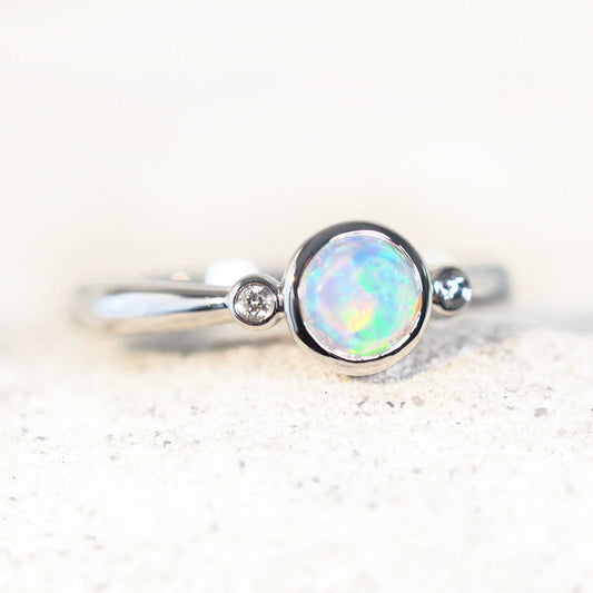 'Mariselle' Crystal Opal Ring 14ct White Gold
