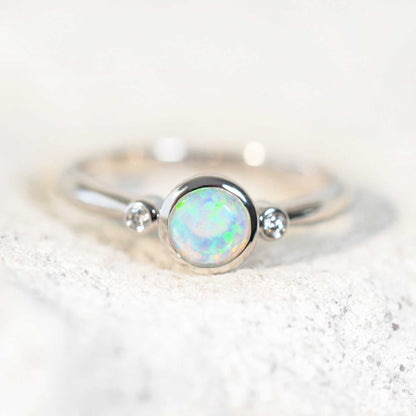 'Mariselle' Crystal Opal Ring 14ct White Gold