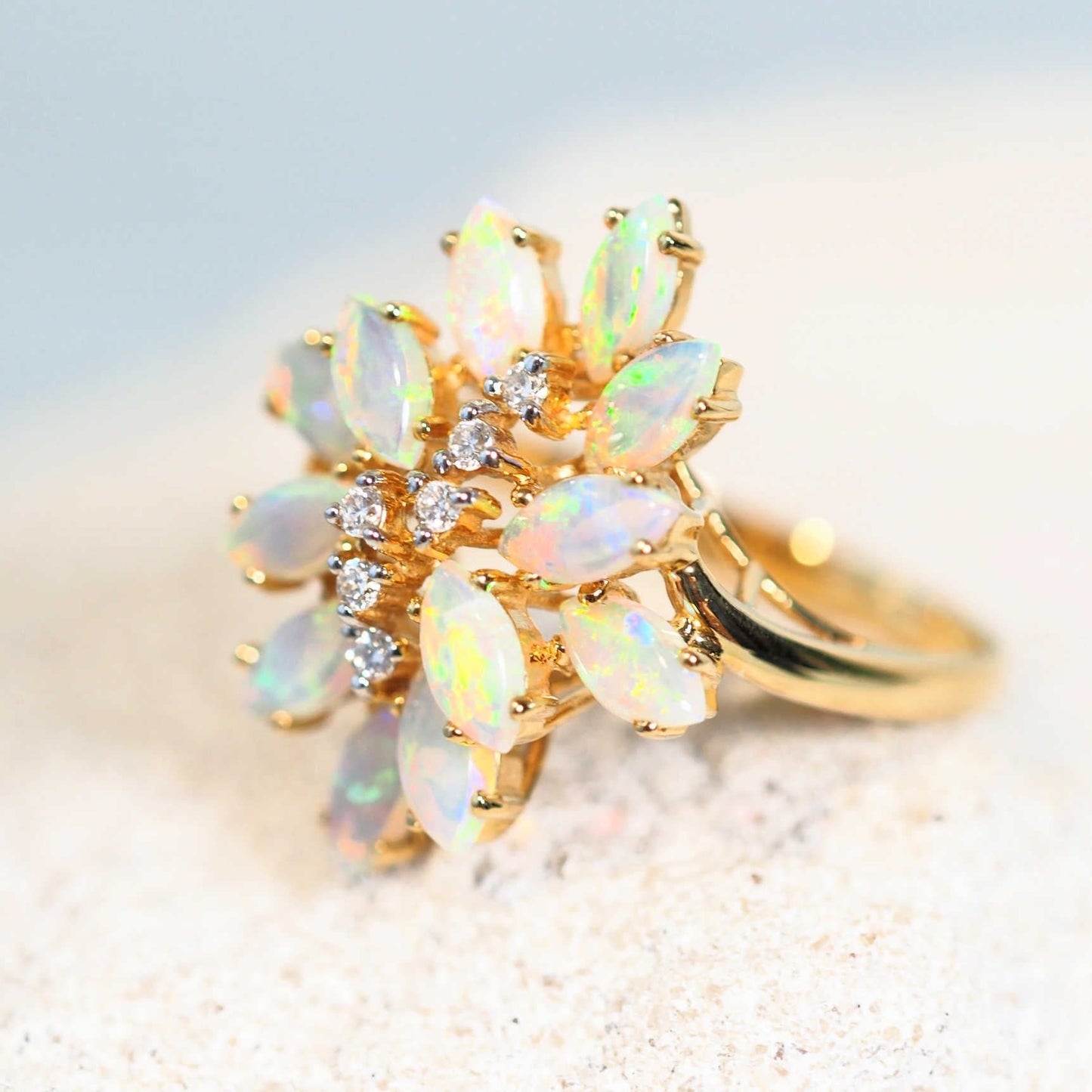 'Melania' Crystal Opal Ring 18ct Gold
