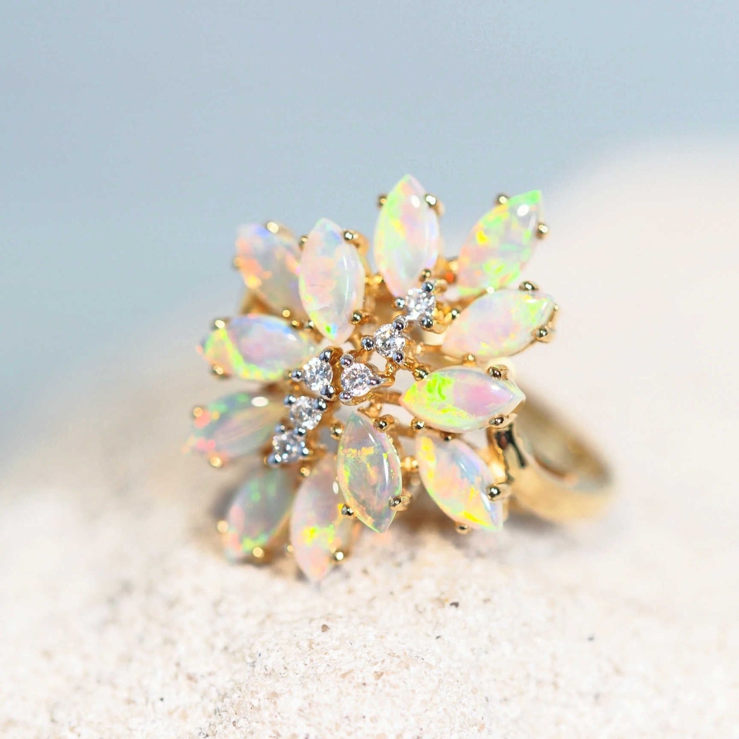 'Melania' Crystal Opal Ring 18ct Gold
