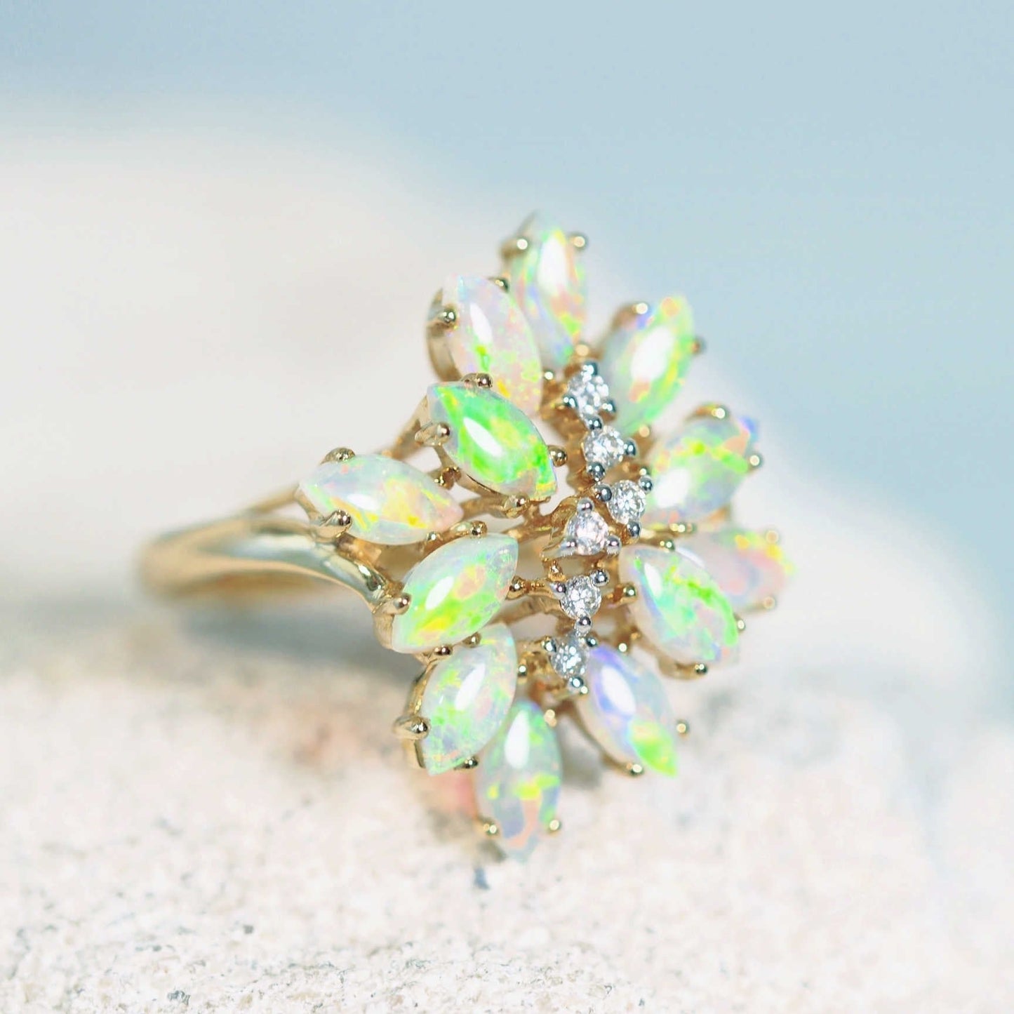 'Melania' Crystal Opal Ring 18ct Gold