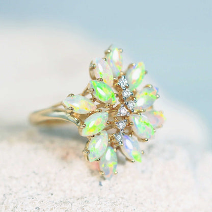 'Melania' Crystal Opal Ring 18ct Gold