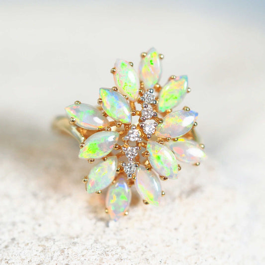'Melania' Crystal Opal Ring 18ct Gold