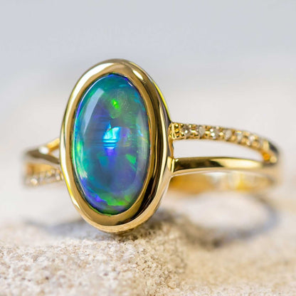 'Melia' Crystal Opal Ring 18ct Gold