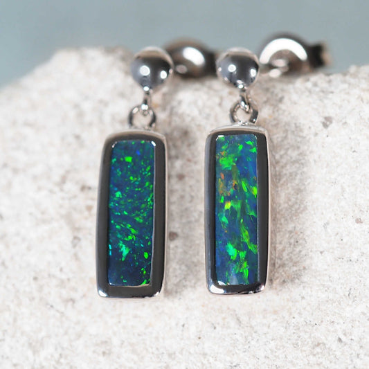'Meliana' Black Opal Earrings 14ct Gold