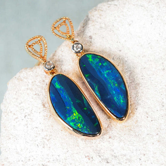 'Melisa' Doublet Opal Earrings 14ct Gold