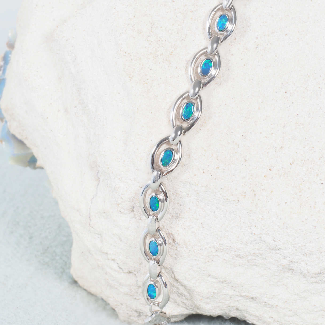 'Mina' Doublet Opal Bracelet Silver