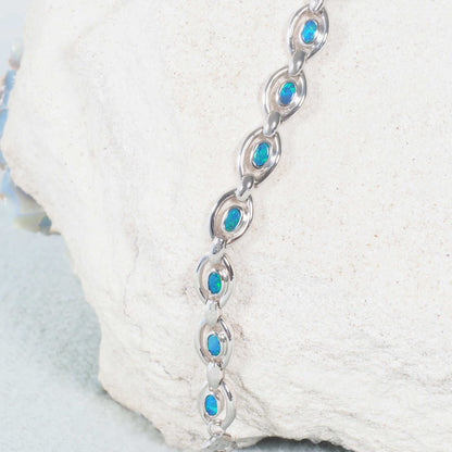 'Mina' Doublet Opal Bracelet Silver