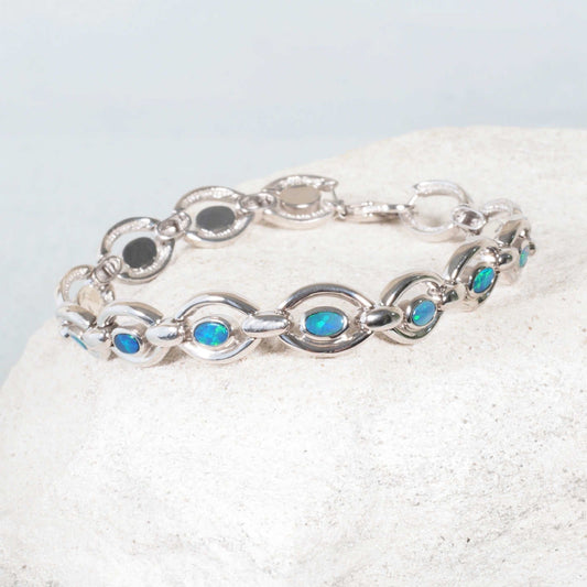 'Mina' Doublet Opal Bracelet Silver