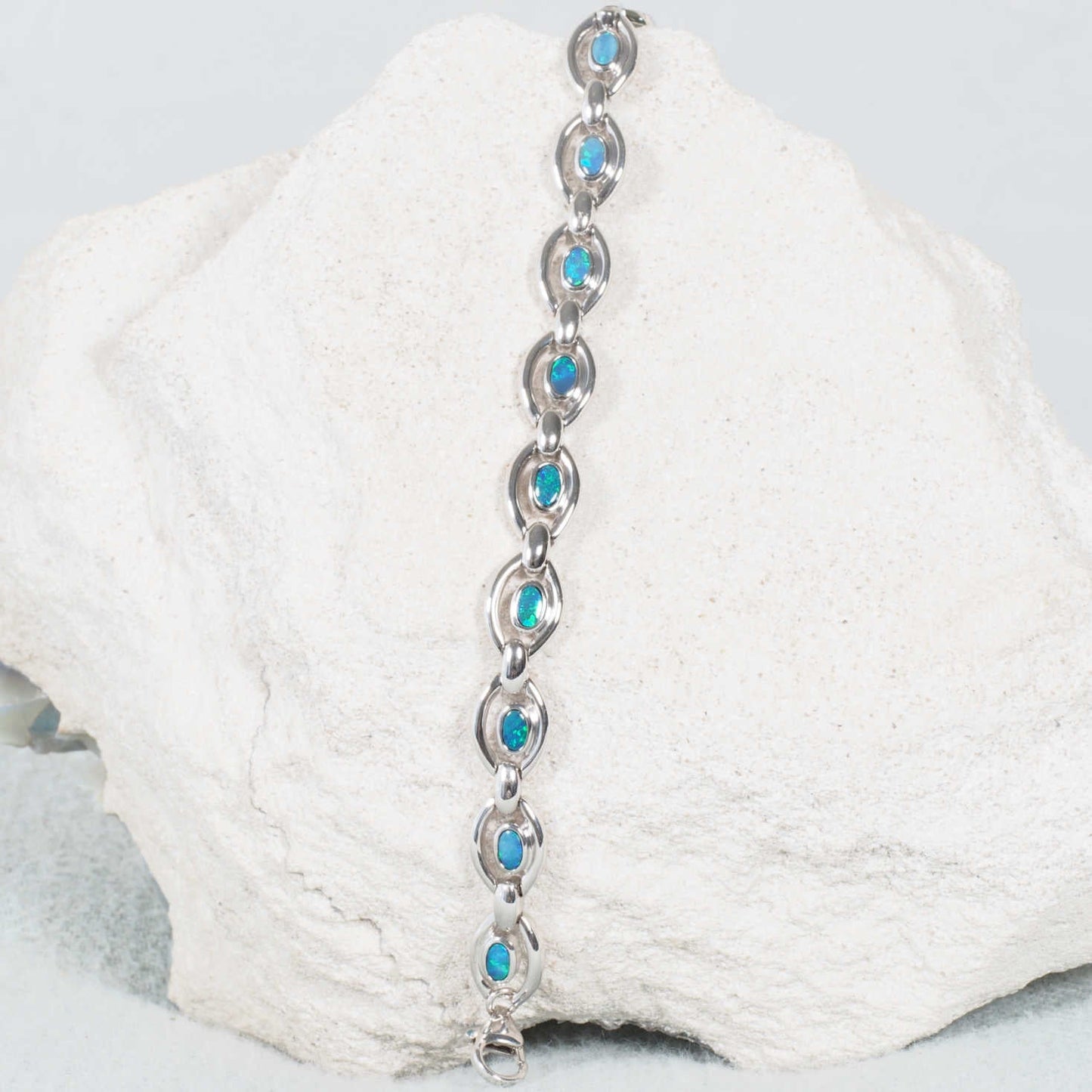 'Mina' Doublet Opal Bracelet Silver