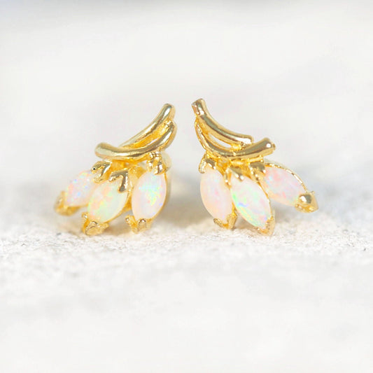 'Mira' Crystal Opal Earrings Gold Plated Silver