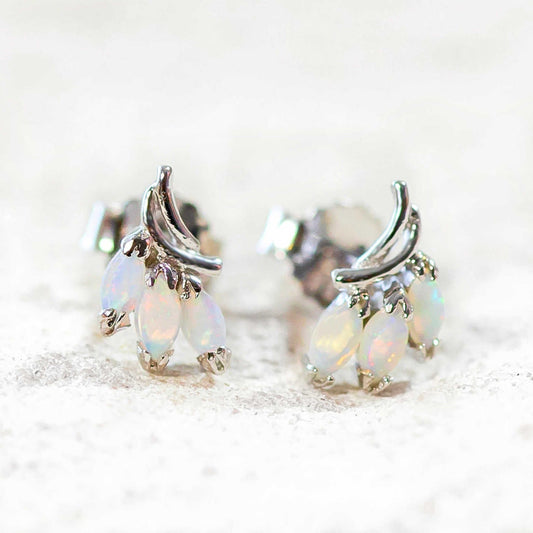 'Mira' Crystal Opal Earrings Silver