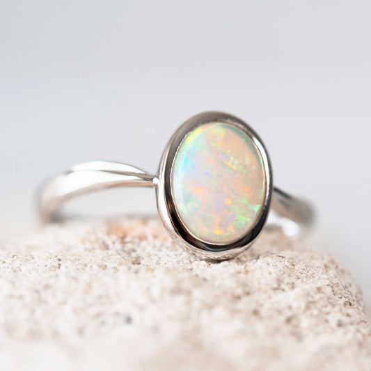 'Miya' Crystal Opal Ring 18ct White Gold