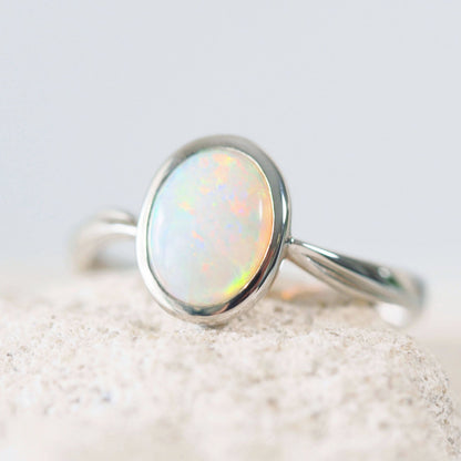 'Miya' Crystal Opal Ring 18ct White Gold