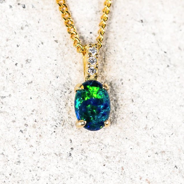 'Moana Blue' Gold Plated Silver Triplet Opal Pendant
