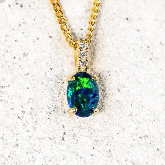 'Moana Blue' Gold Plated Silver Triplet Opal Pendant