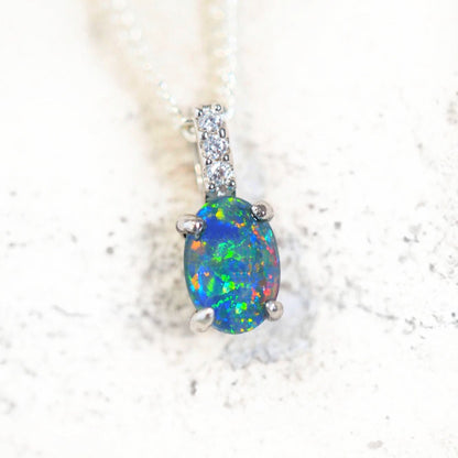 'Moana' Triplet Opal Pendant Silver