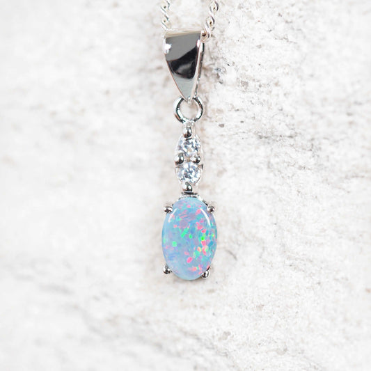 'Nalia' Doublet Opal Pendant Silver