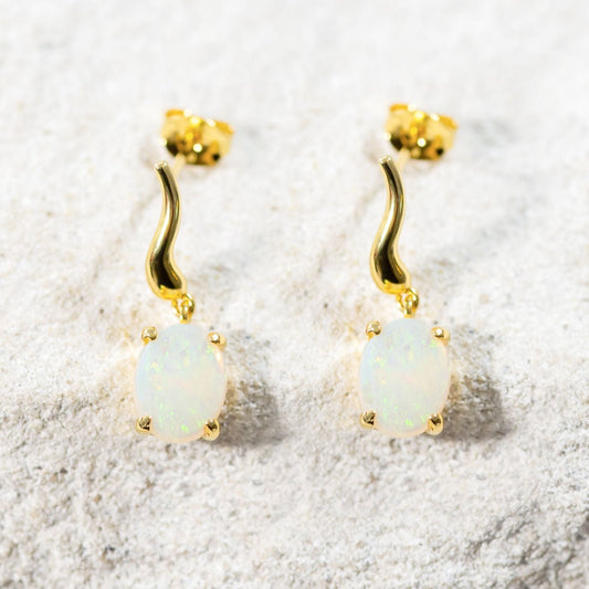 'Nayeli' Crystal Opal Earrings Gold Plated Silver