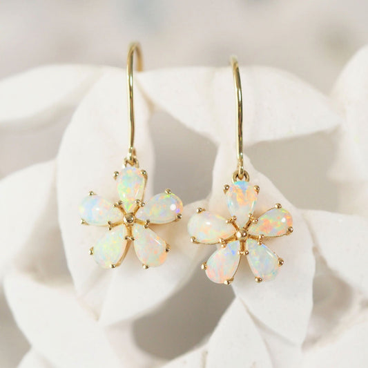 'Neisha' Crystal Opal Earrings 14ct Gold
