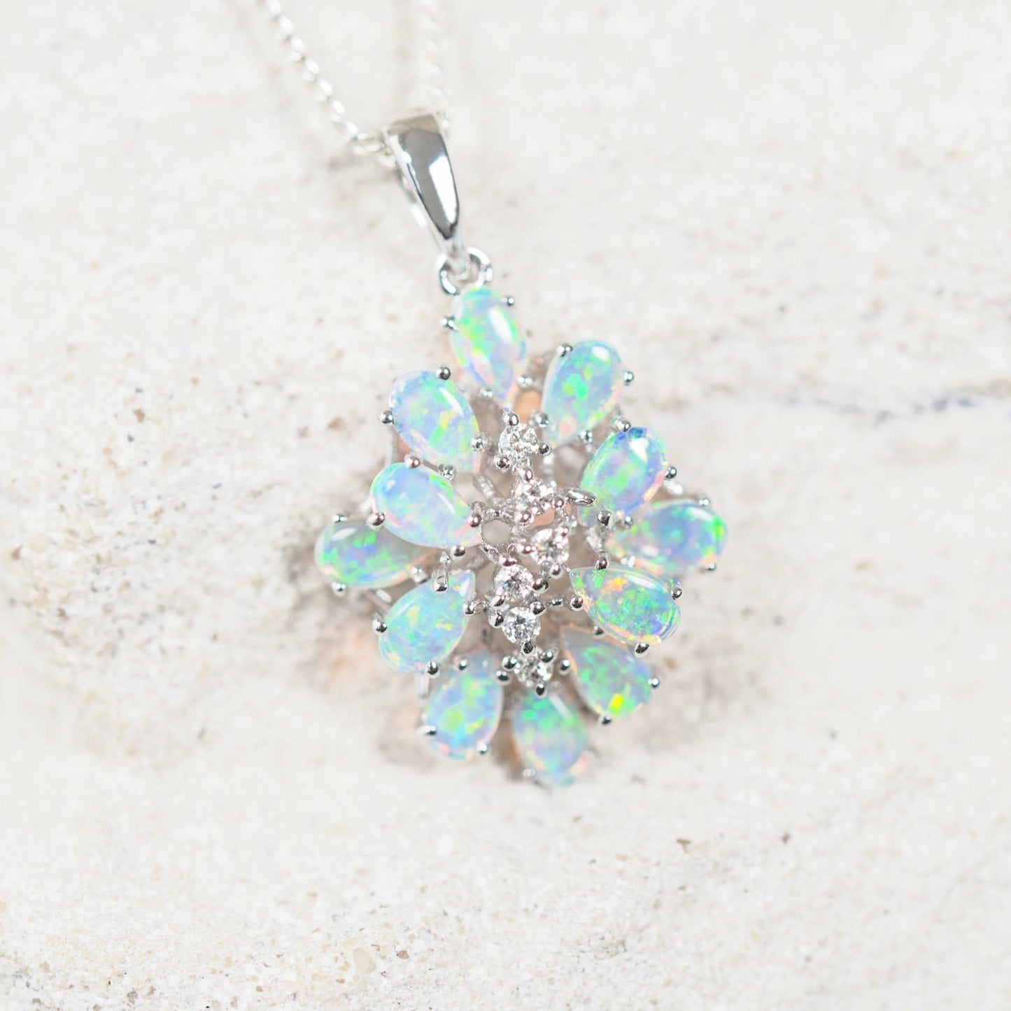 'Nerida' Crystal Opal Pendant 18ct White Gold
