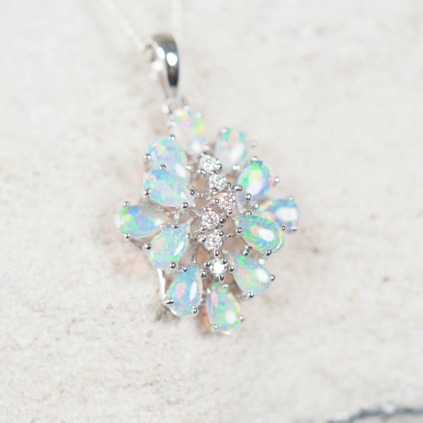'Nerida' Crystal Opal Pendant 18ct White Gold