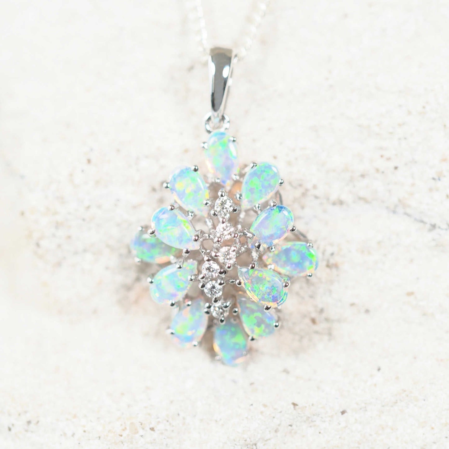 'Nerida' Crystal Opal Pendant 18ct White Gold