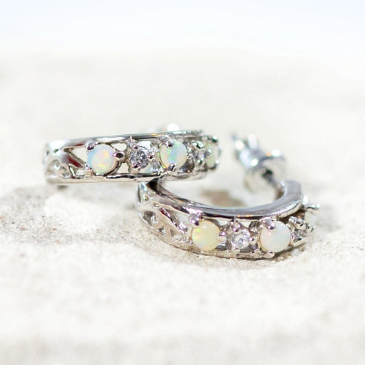 'Noemi' Crystal Opal Earrings Silver