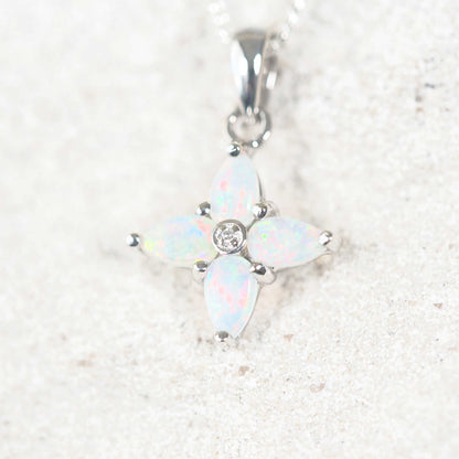 'North Star' White Opal Pendant 9ct White Gold