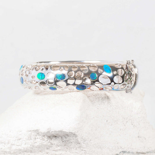 'Nova' Doublet Opal Bracelet Silver