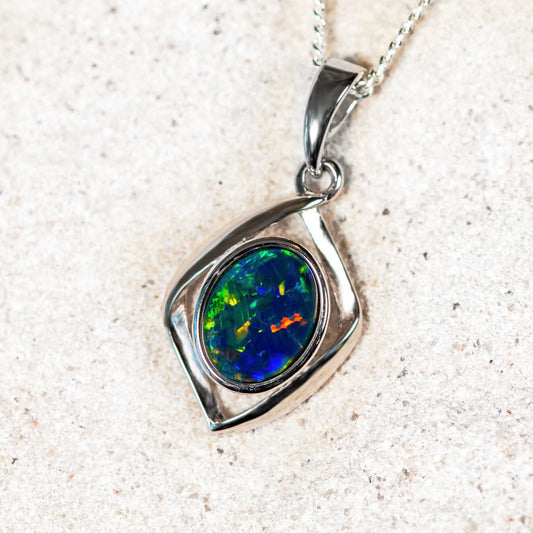 'Nova' Triplet Opal Pendant Silver