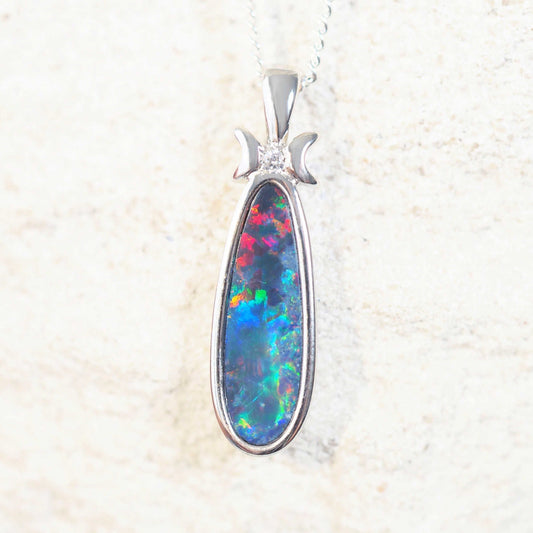 'Ophelia' Doublet Opal Pendant Silver