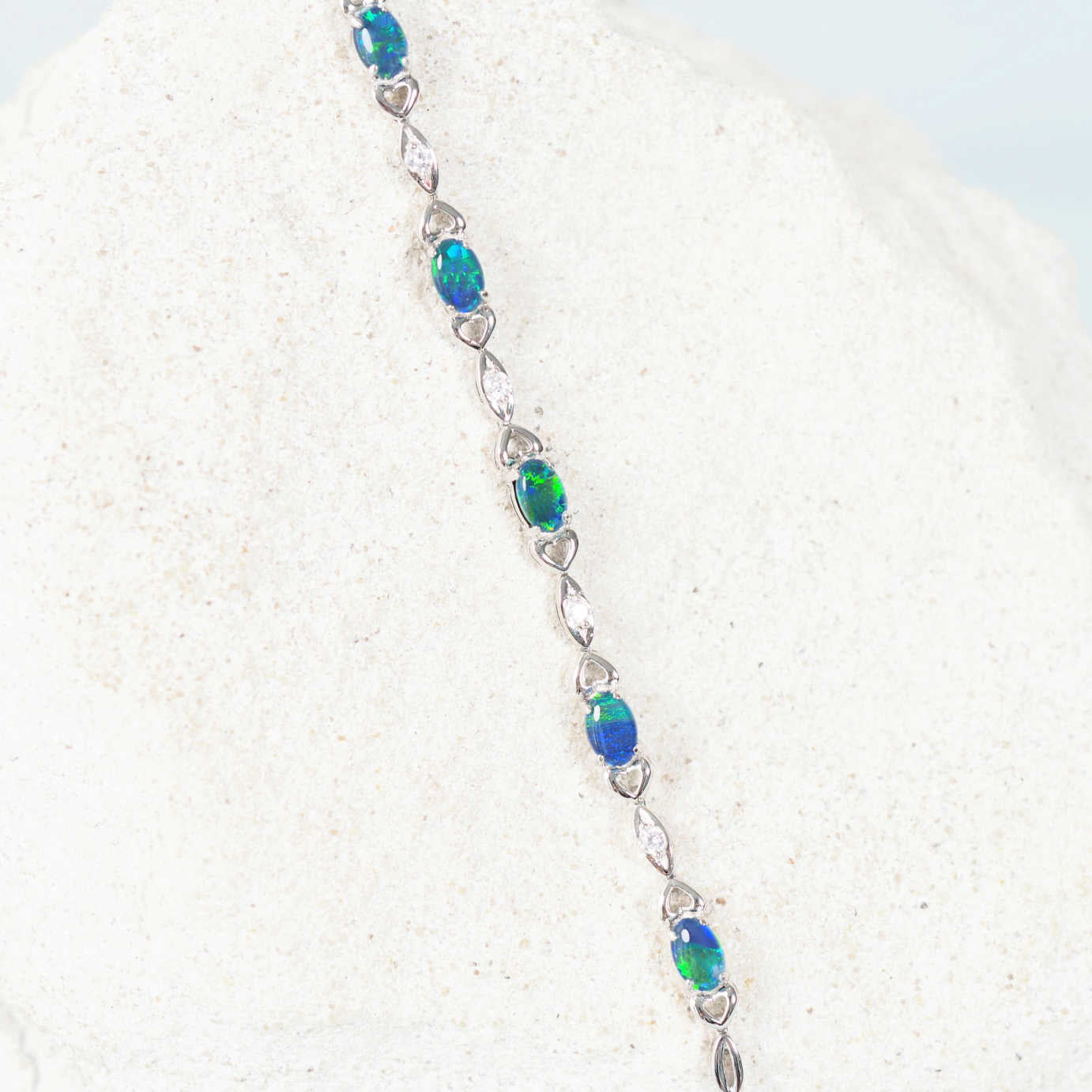 'Passion Blue' Triplet Opal Bracelet Silver