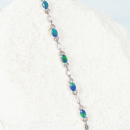 'Passion Blue' Triplet Opal Bracelet Silver