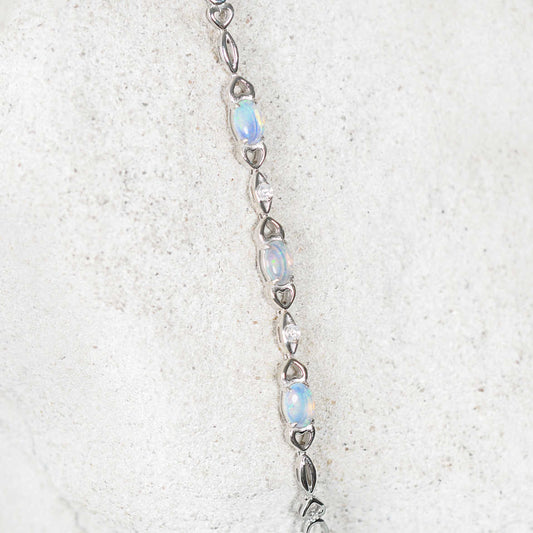 'Passion Blue Trio' Crystal Opal Bracelet Silver