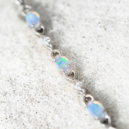'Passion Blue Trio' Crystal Opal Bracelet Silver