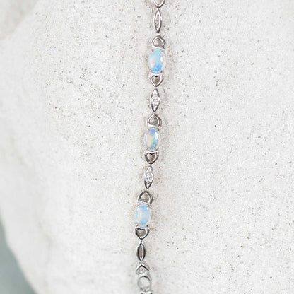 'Passion Blue Trio' Crystal Opal Bracelet Silver