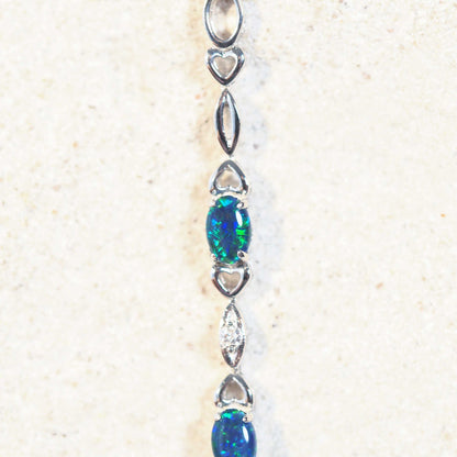 'Passion Blue Trio' Triplet Opal Bracelet Silver