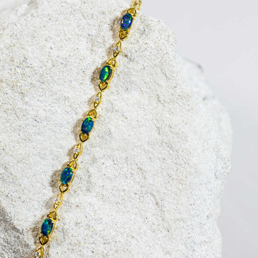 'Passion' Triplet Opal Bracelet Gold Plated Silver