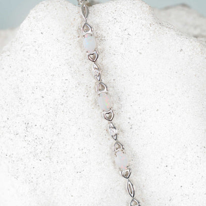 'Passion Trio' White Opal Bracelet Silver