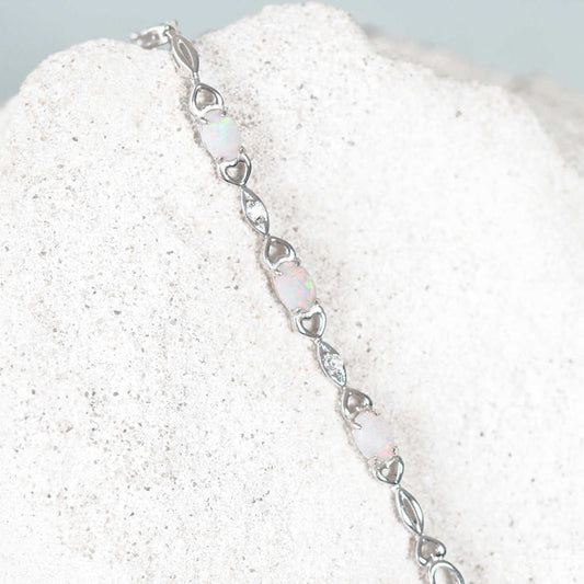 'Passion Trio' White Opal Bracelet Silver