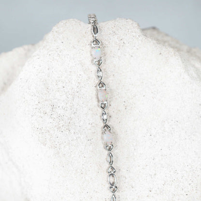 'Passion Trio' White Opal Bracelet Silver