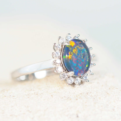 'Princess Grande' Triplet Opal Ring Silver