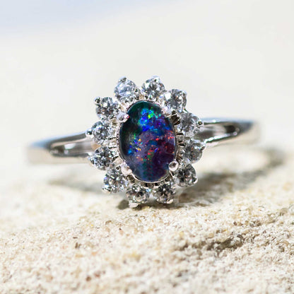 'Princess' Triplet Opal Ring Silver