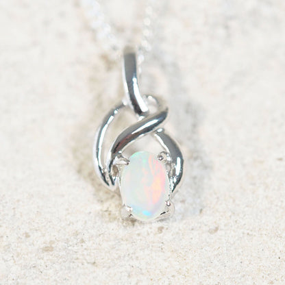 'Rian' White Opal Pendant Silver