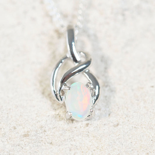 'Rian' White Opal Pendant Silver