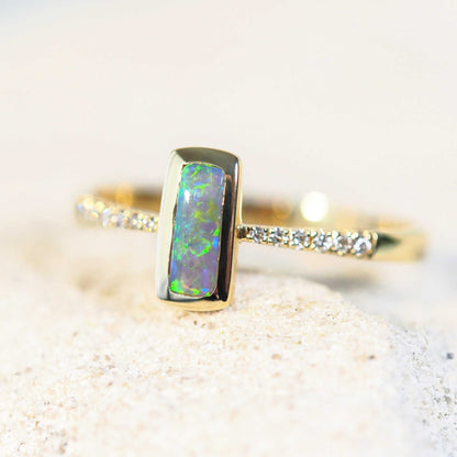 'Ryla' Semi-Black Opal Ring 14ct Gold